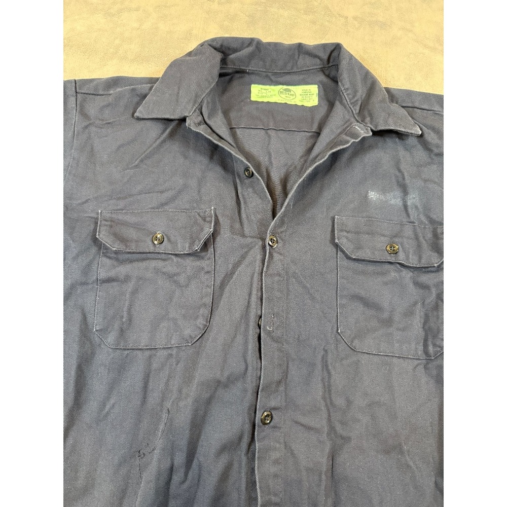 Red Kap Men's XL Navy Blue Work Shirt Long Sleeve Button Down Utility SC70DN3 - Picture 4 of 5